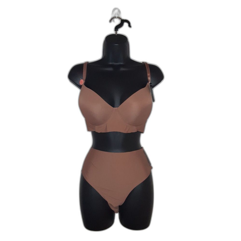 Youmita 38D Russet Seamless Bra and 1X Laser Cut Panty NWT